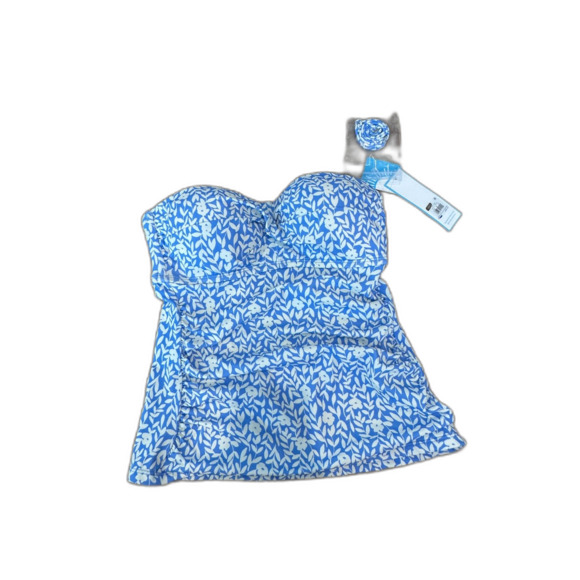 NWT Draper James Summer Picnic Twist Bandeaukini Tankini Top Size Small - Picture 1 of 8